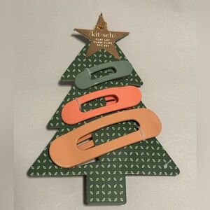 Kitsch holiday pinksettia flat lay claw clips